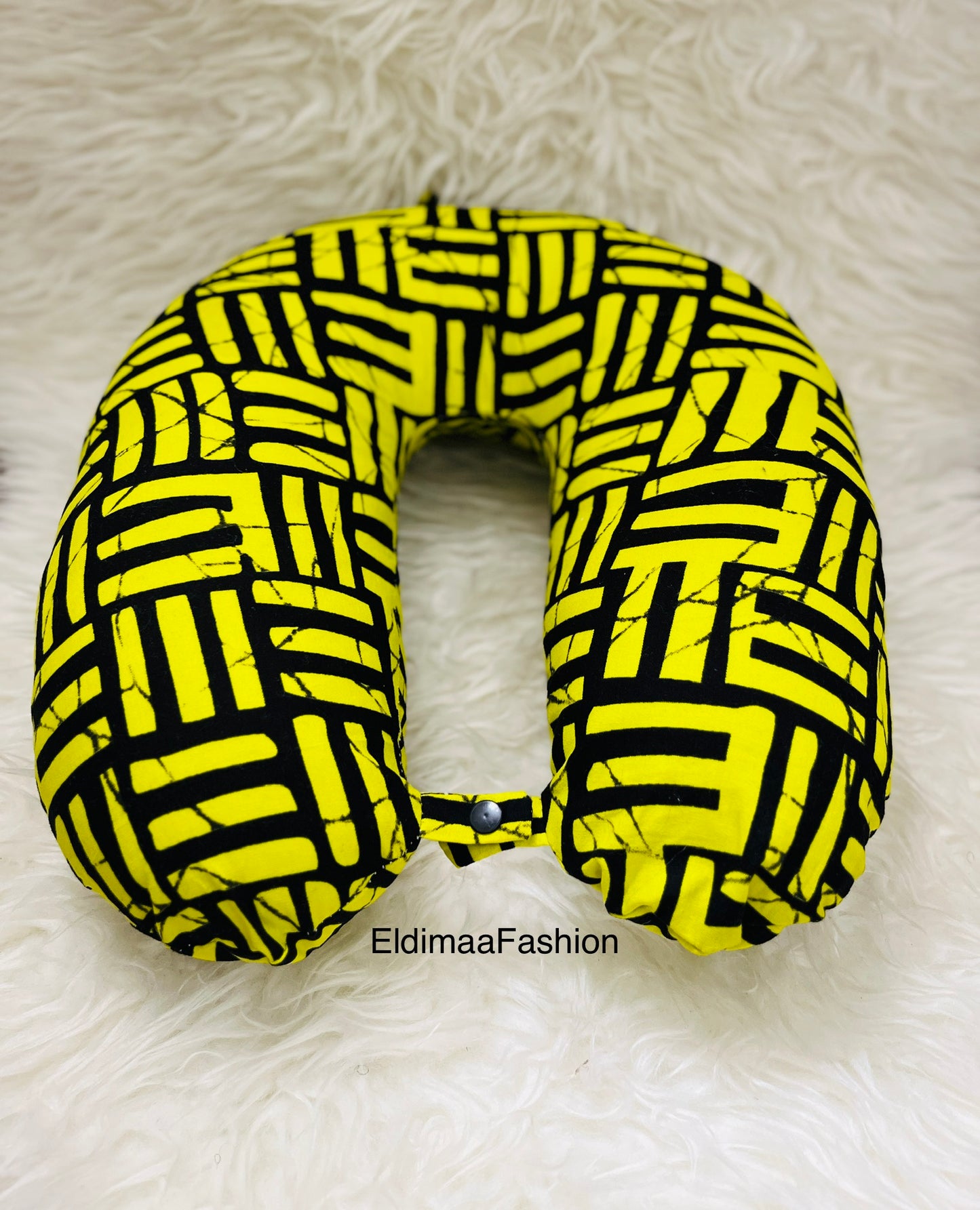 Yellow Ankara African Print Travel Pillow - Comfort and Style on the Go 💛