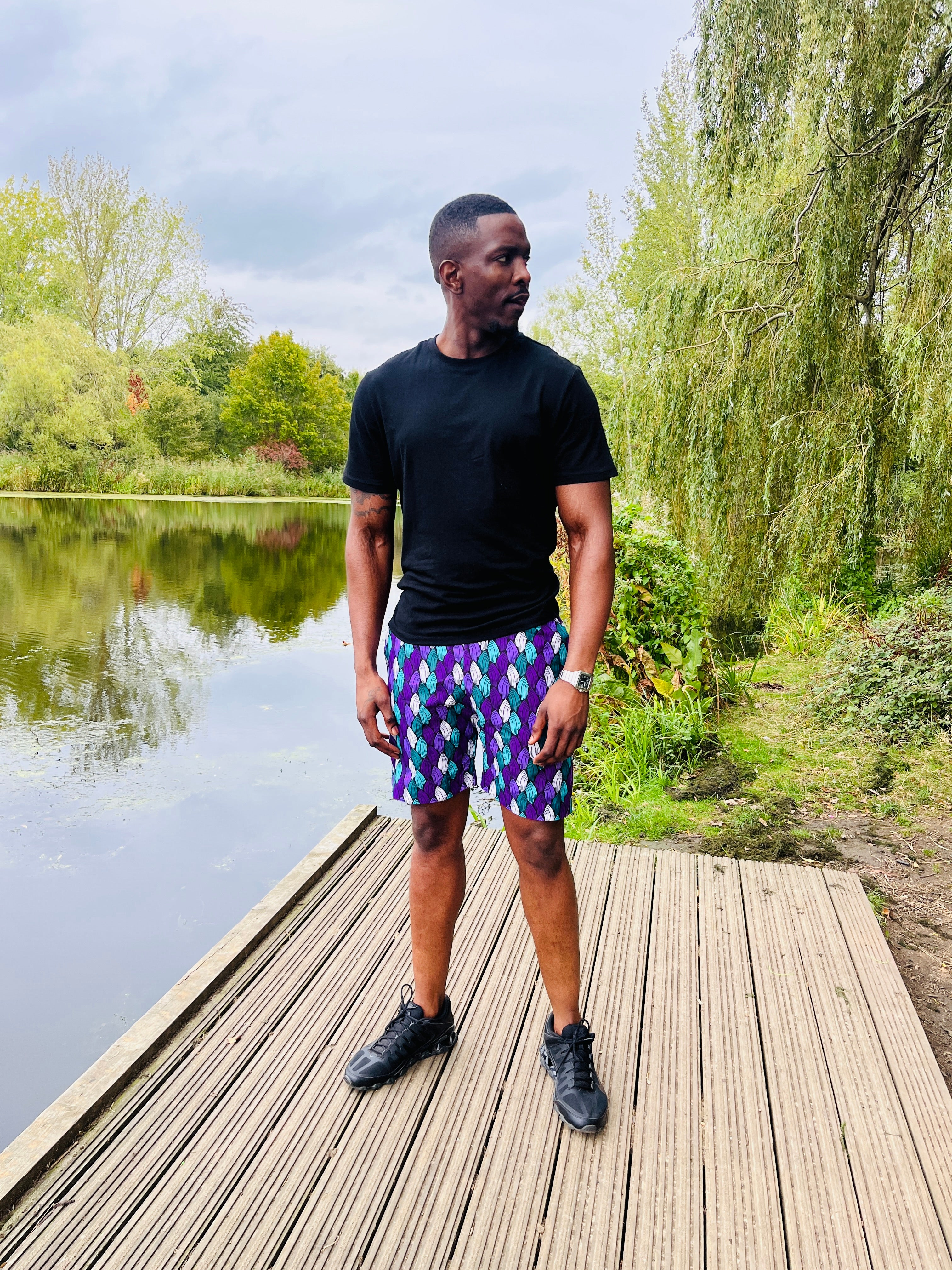 African print shorts mens best sale