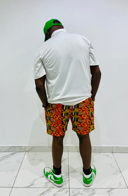 Tunde Men's Kente Cotton Ankara Shorts by Eldimaa Fashion