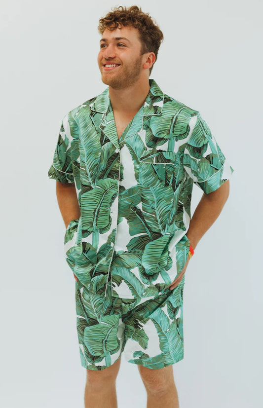 The Shola Men’s Banana Leaf 2 piece in Shirt and Shorts by Eldimaa Fashion