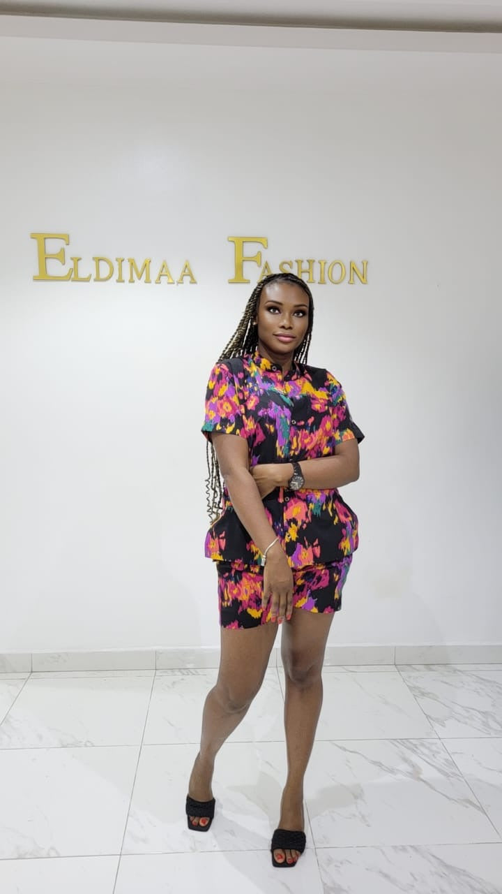 The Shade 2-Piece Shorts and Bishop Collar Shirt Set by Eldimaa Fashion