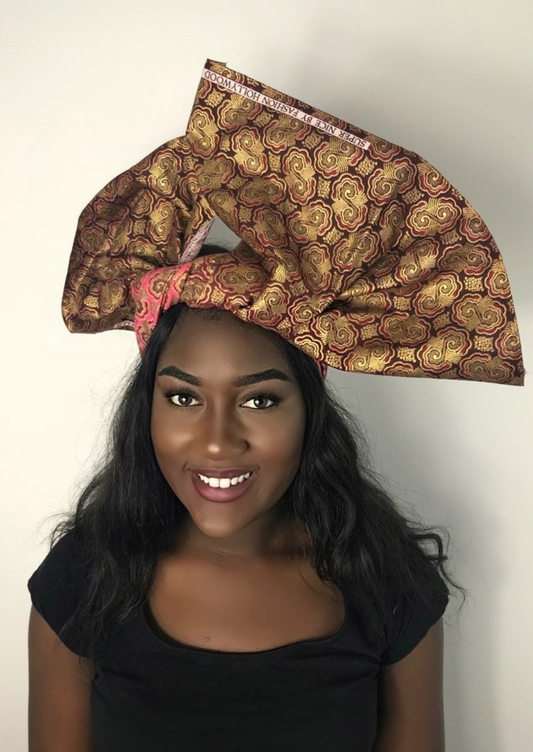 Burgundy African Print Headwrap. This Ankara headwrap can be worn as a headscarf or neck scarf.