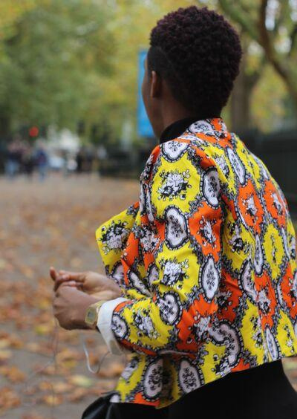 Orange and Yellow African Print Waterfall Blazer.