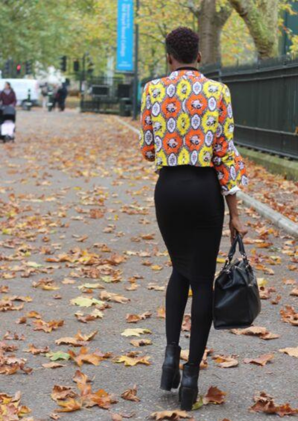 Orange and Yellow African Print Waterfall Blazer.