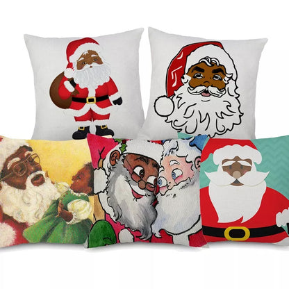 Rasta Locs Father Christmas African Santa Christmas Decorative Cushion