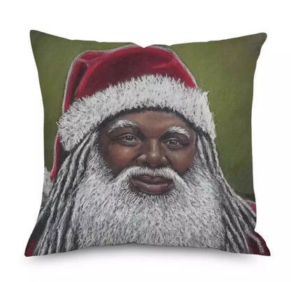 Rasta Locs Father Christmas African Santa Christmas Decorative Cushion